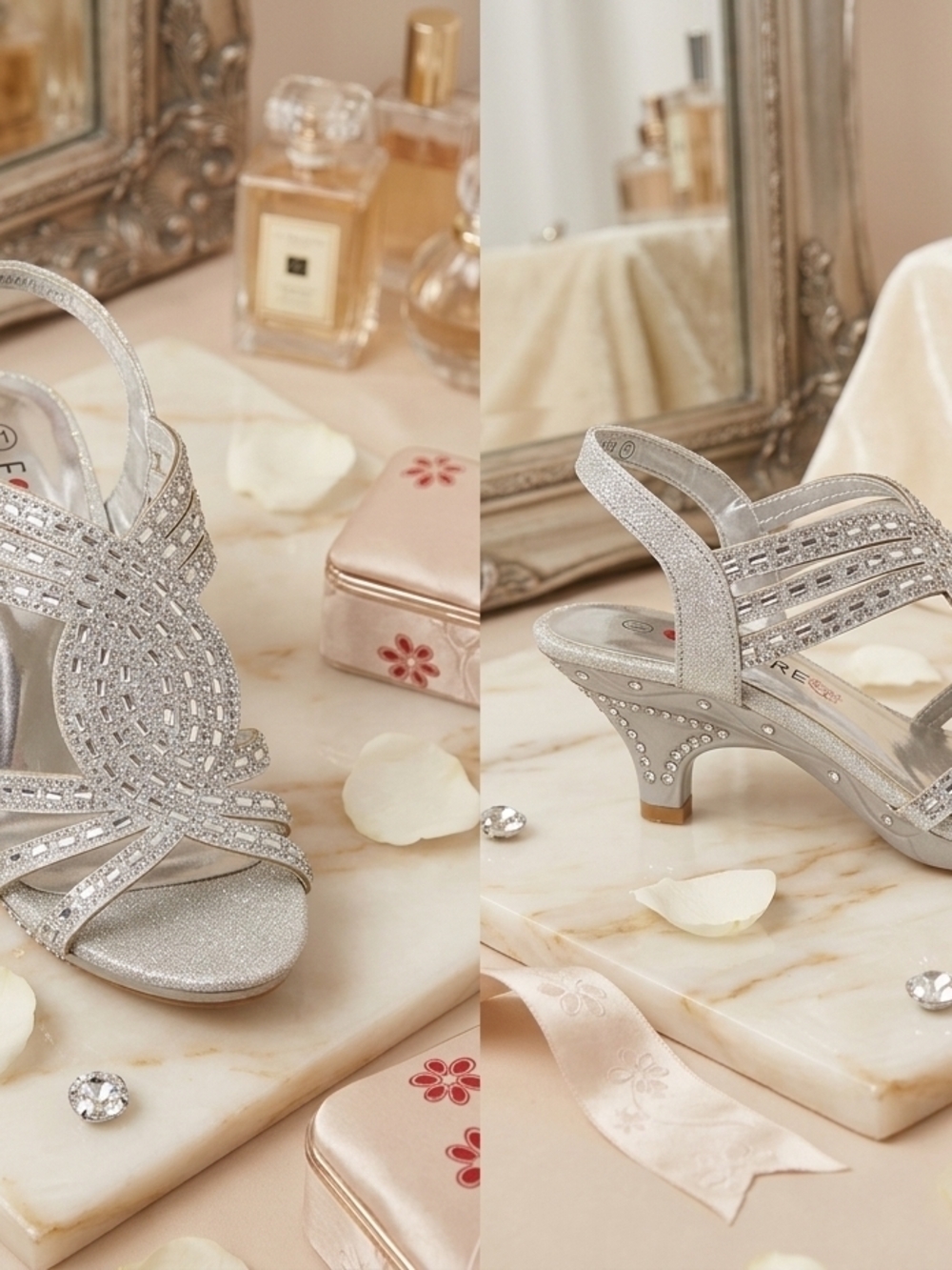 Silver Embellished Kids Dress Sandals